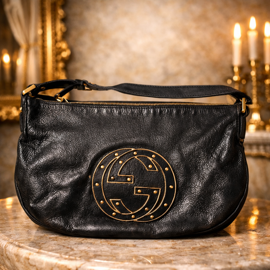 Gucci Leather Blondie Interlocking G Logo Shoulder Bag
