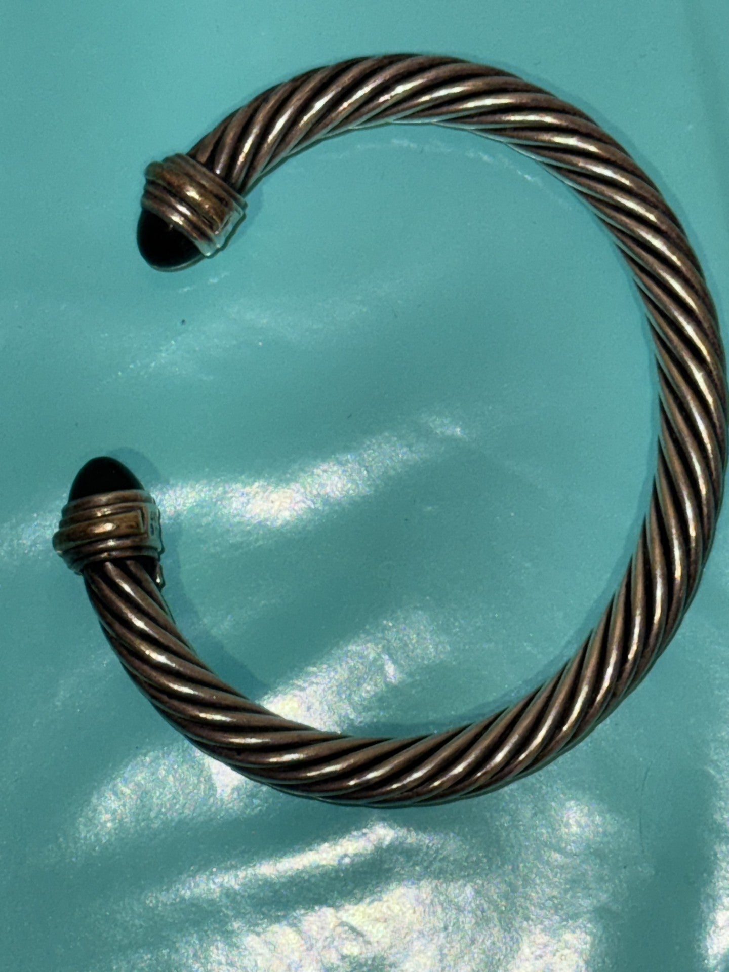 David Yurman Sterling Silver Cable Bracelet with Black Onyx – 5MM