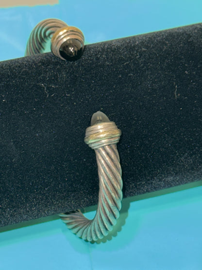 David Yurman Sterling Silver Cable Bracelet with Black Onyx – 5MM